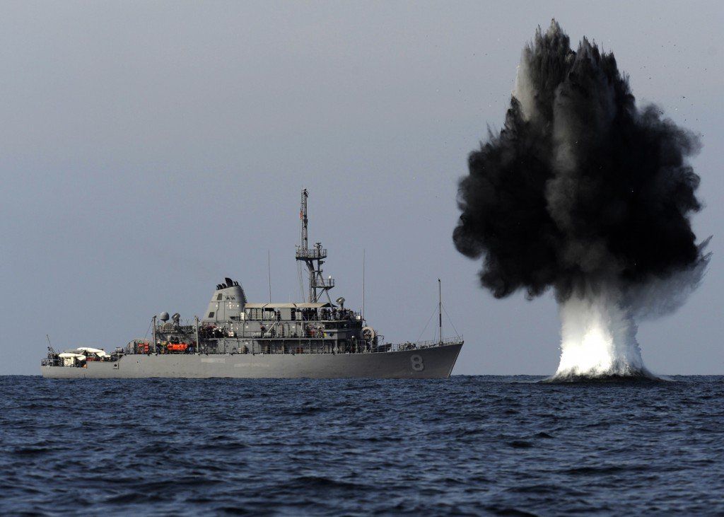 A engine starting air in the ocean.