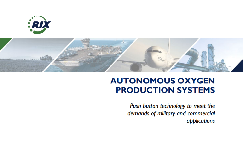 a brochure for autonomous oxygen production systems shows a plane, a ship, and a factory