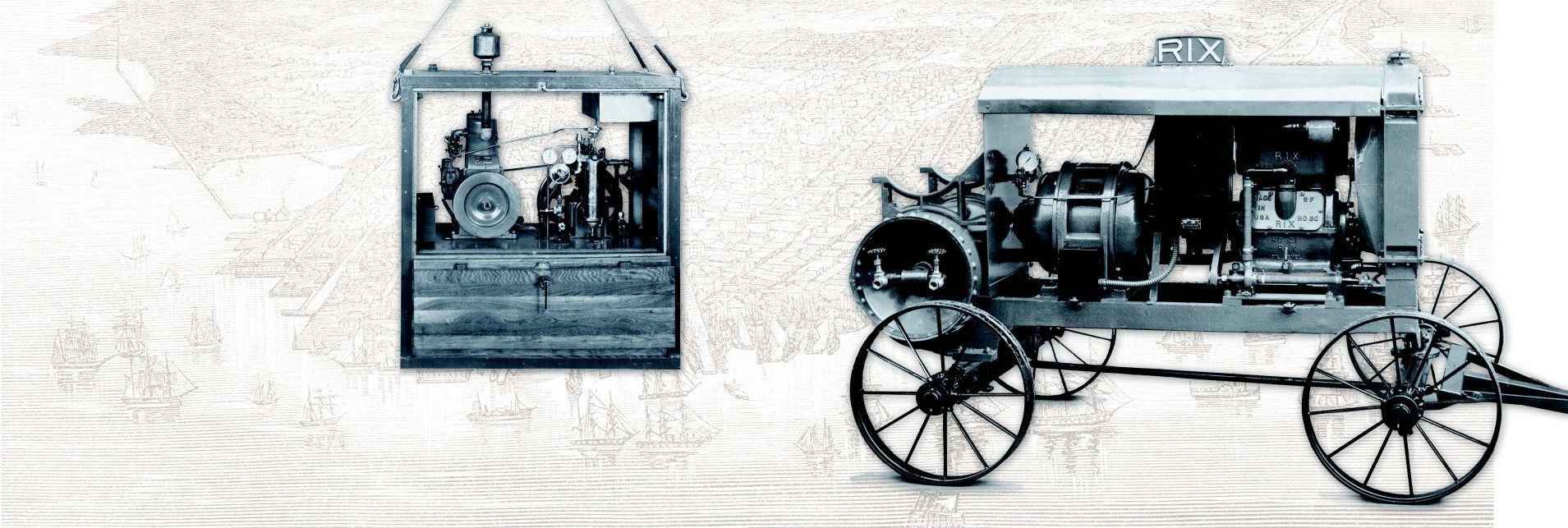 A black and white drawing of a horse drawn carriage