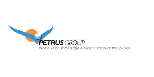 the petrus group logo is a blue bird with wings spread
