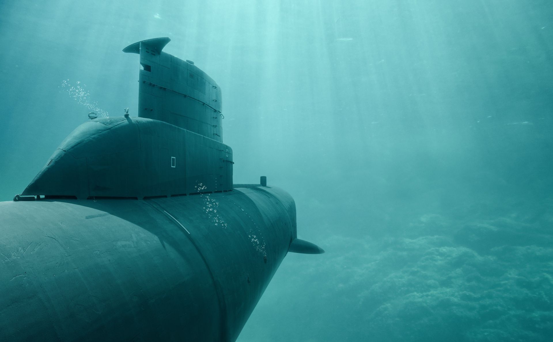 Photo of submerged US Navy Submarine 