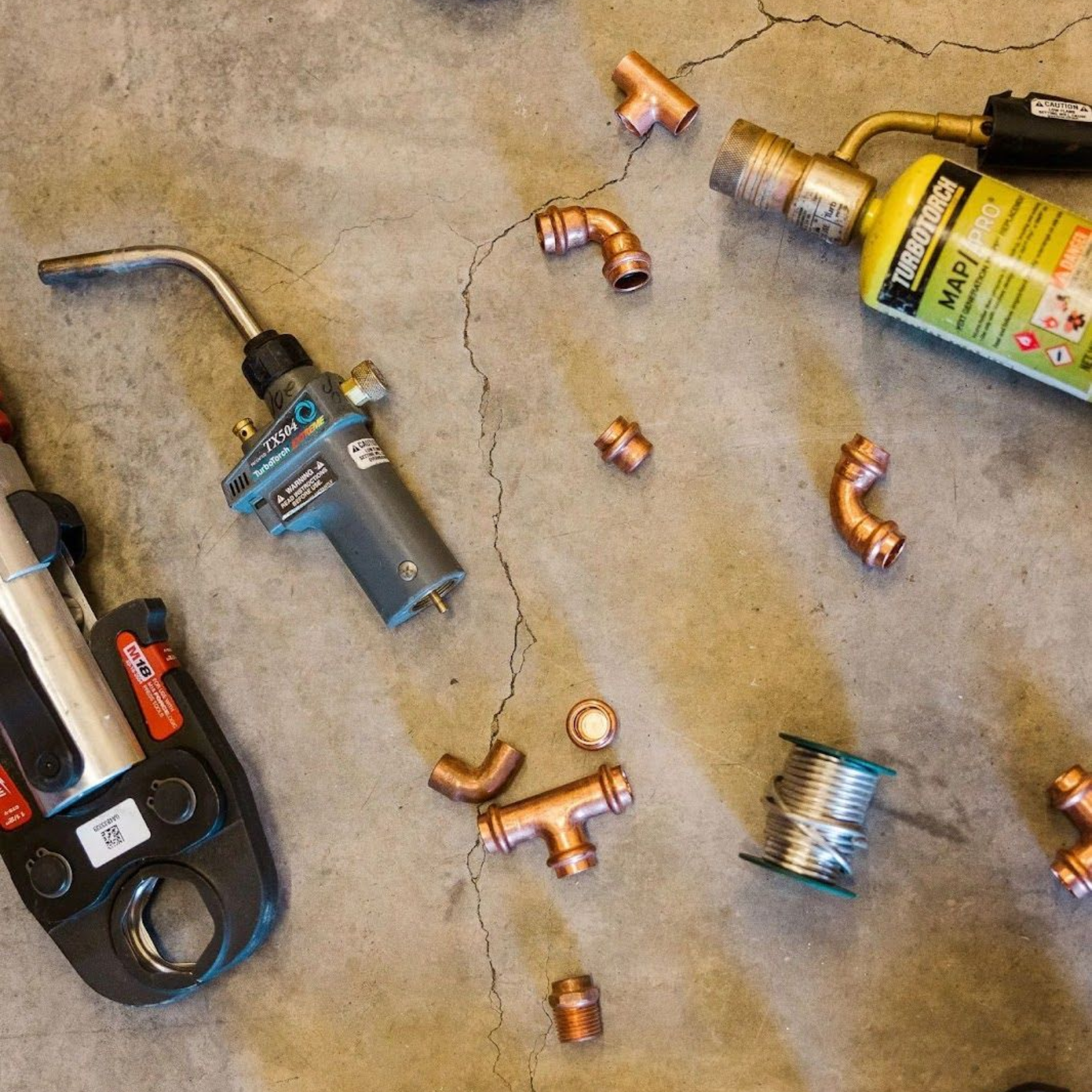 Plumbing tools and copper fittings