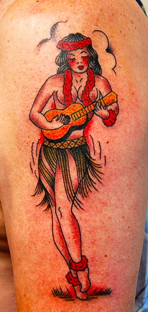 Hula girl tattoo — Little Rock, AR — Seventh Street Tattoos & Piercing