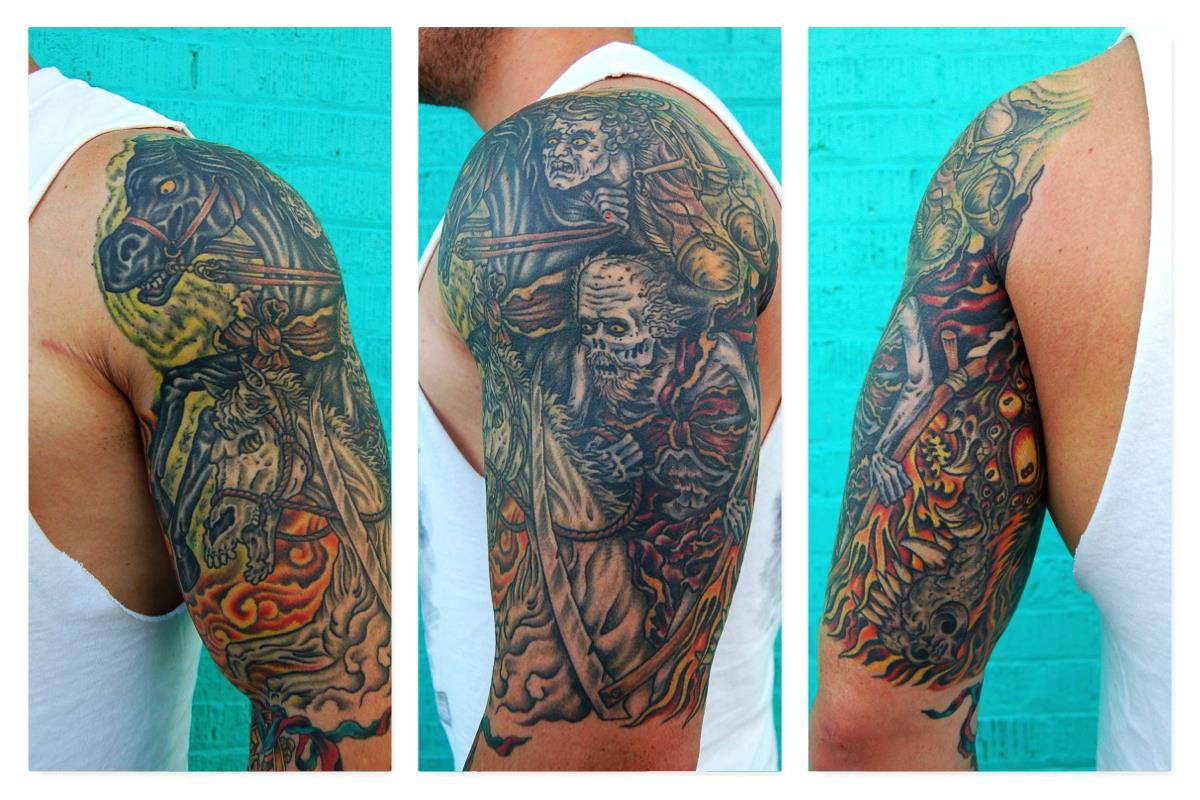 Zombies riding on undead horses tattoo — Little Rock, AR — Seventh Street Tattoos & Piercing