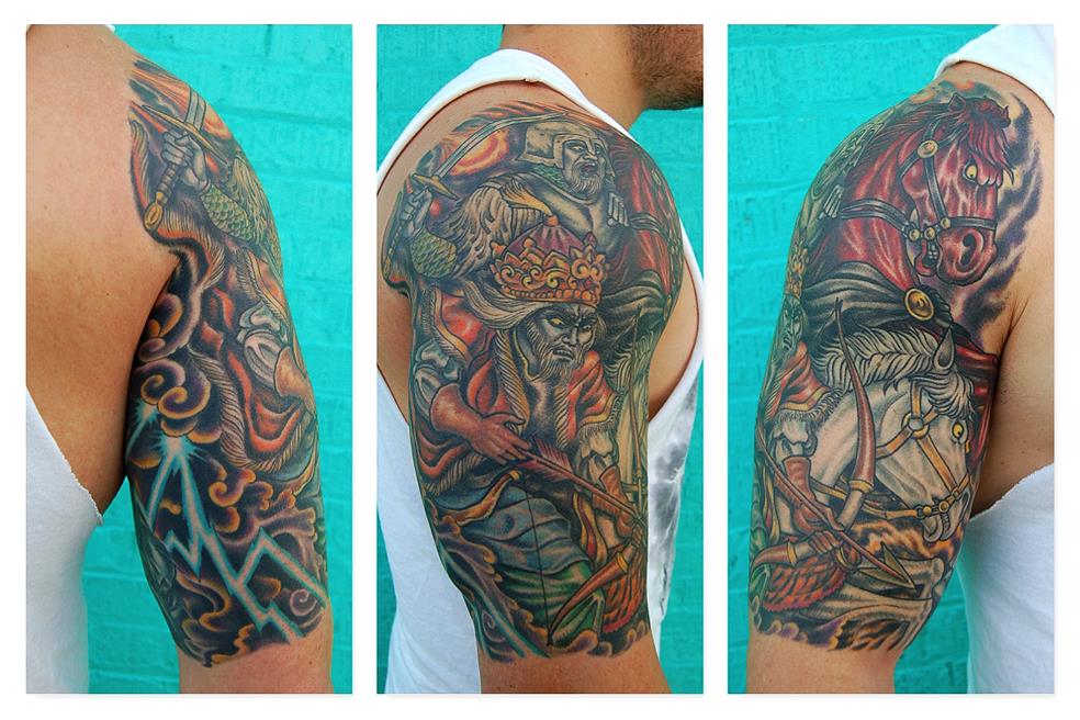 Undead bowman and swordsman riding undead horses tattoo — Little Rock, AR — Seventh Street Tattoos & Piercing