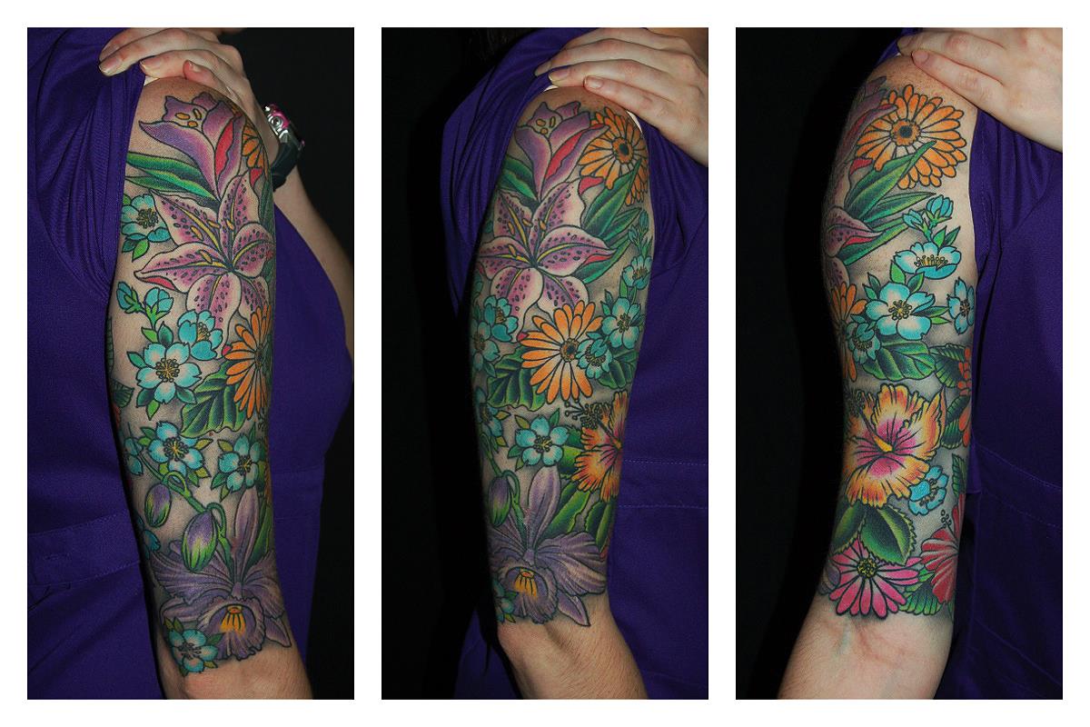 Floral tattoos on both arms — Little Rock, AR — Seventh Street Tattoos & Piercing