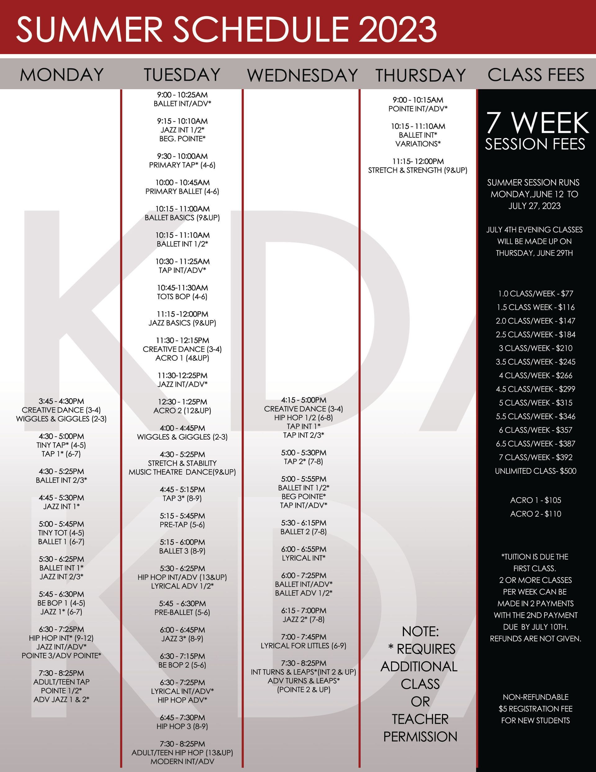 Schedule - Wichita, KS - Kansas Dance Academy