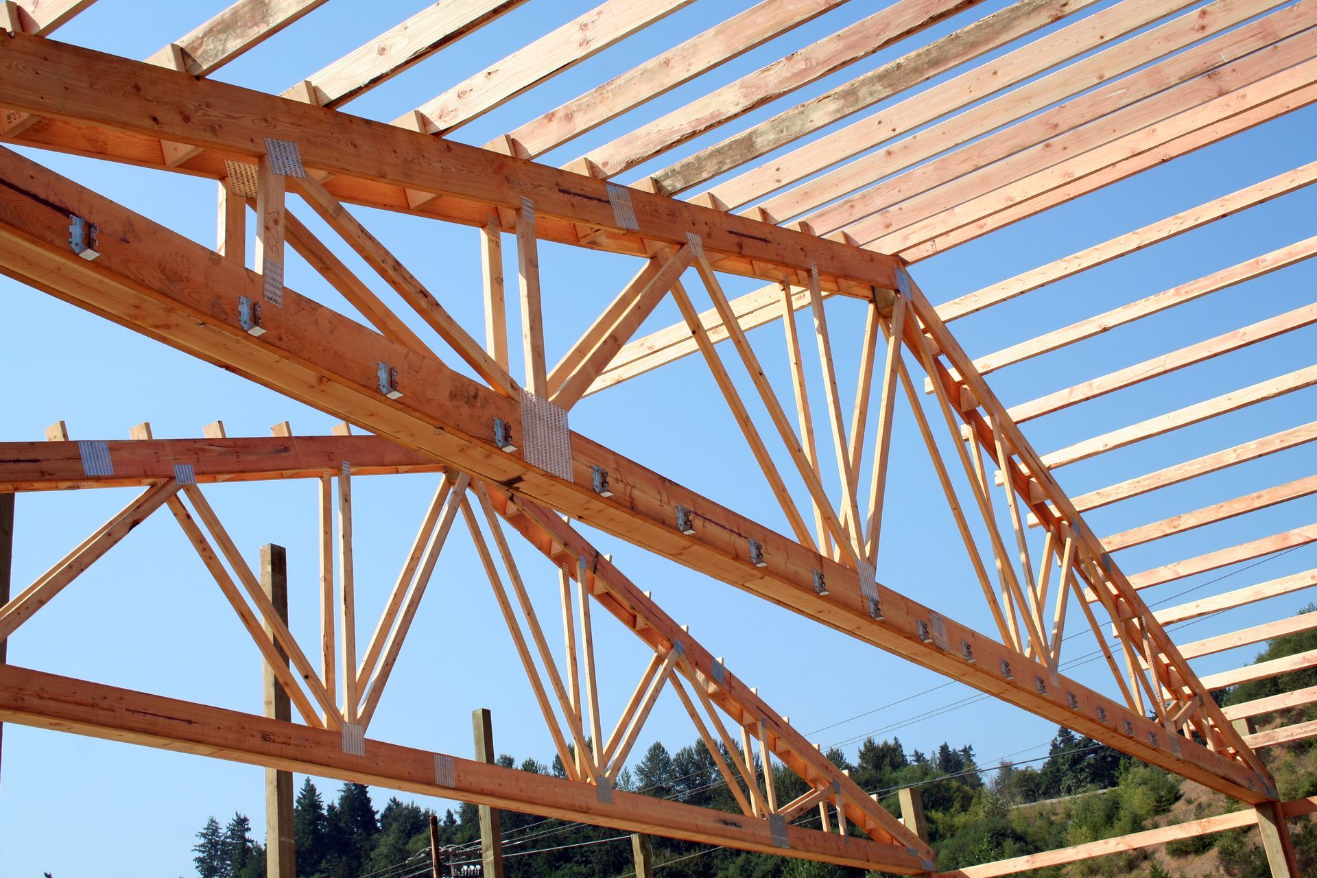 Picture of truss installation at a construction project Picture of truss installation at a construction project
