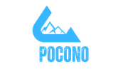 A blue logo for Pocono Networking with mountains in the background