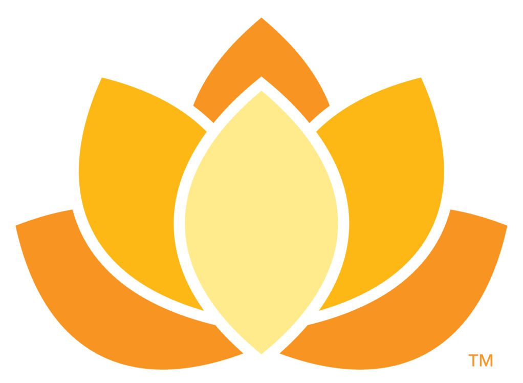 A yellow and orange lotus flower with the tm logo on the bottom
