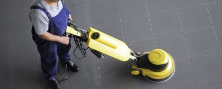 Builders cleaning a brisbane office