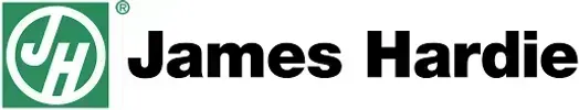 James Hardie logo: green circle with "JH" inside, next to the words "James Hardie" in black.