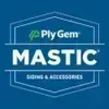 Logo for Ply Gem Mastic siding and accessories on a blue background.