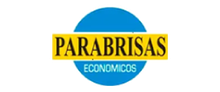 Logotipo con el texto “PARABRISAS ECONOMICOS” en un rectángulo amarillo dentro de un círculo azul.