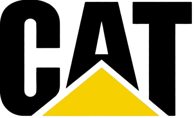 A black and yellow cat logo on a white background