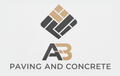 Logo for a paving and concrete business, featuring a diamond of paving stones above the letters "AB" and the words "Paving and Concrete."