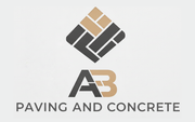 Logo for a paving and concrete business, featuring a diamond of paving stones above the letters "AB" and the words "Paving and Concrete."