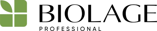 Logo of Biolage Professional hair products. Green leaf logo with the brand name in black font.