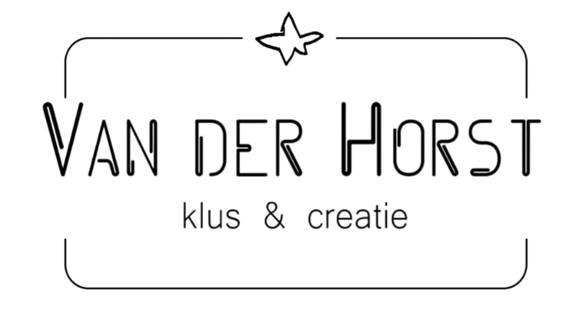 Het logo van van der horst klus & creatie is een zwart-wit logo met een ster erop.