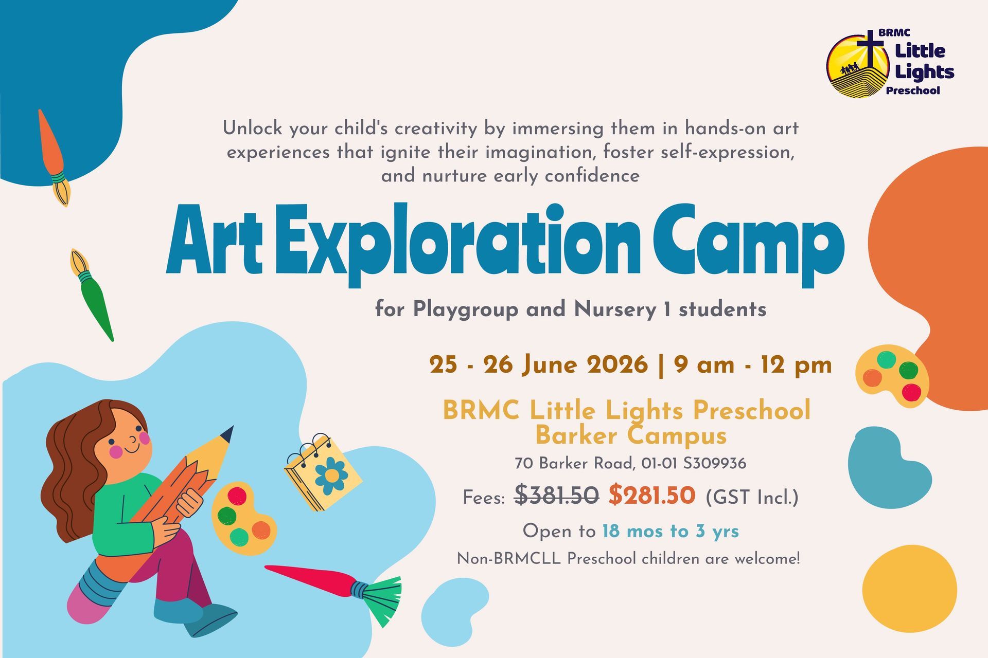 Art Exploration Camp for Playgroup and Nursery One students on 25-26 June 2026