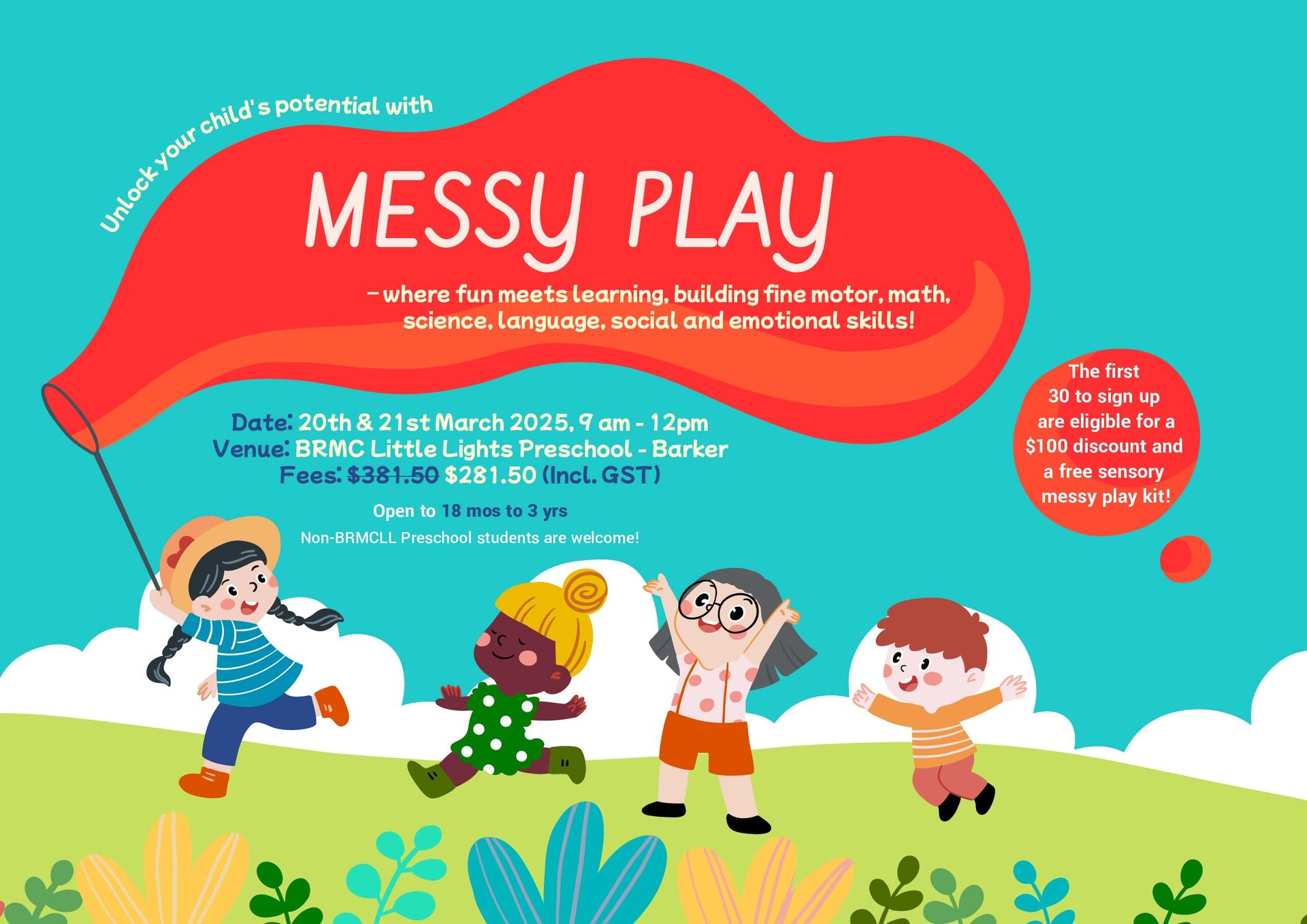 Messy Play Holiday Programme For Playgroup and Nursery 1 children 18 mos-2yrs