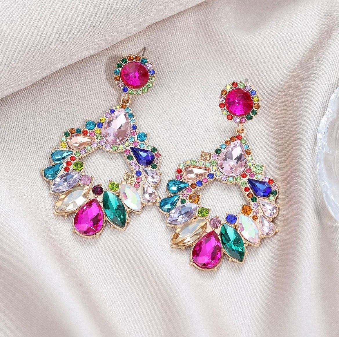 Gemstone Rhinestone Earrings
