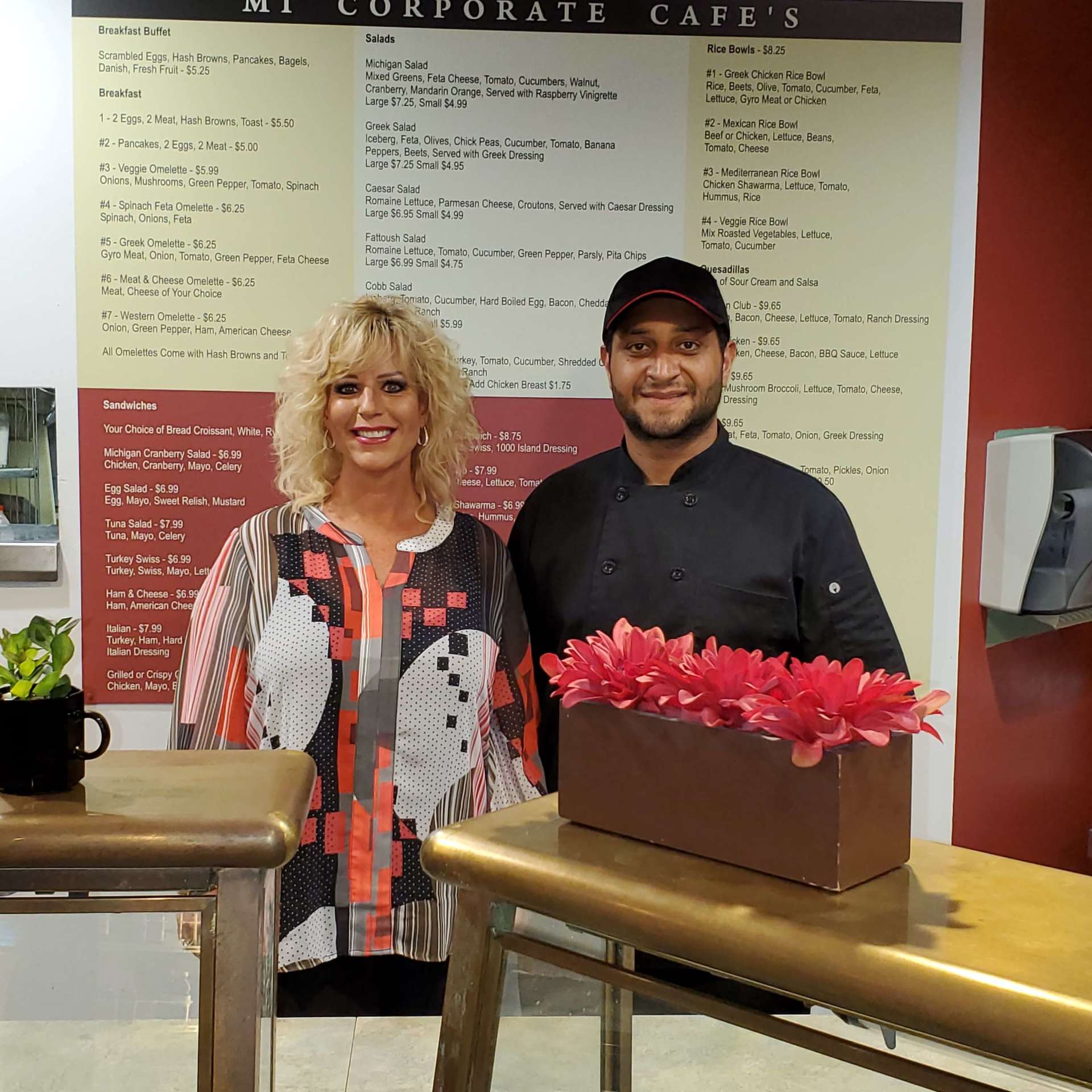 Kathy and Sam, Owners of MI Corporate Cafes in Bloomfield Hills, MI
