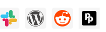 A row of icons including wordpress , reddit , and slack.