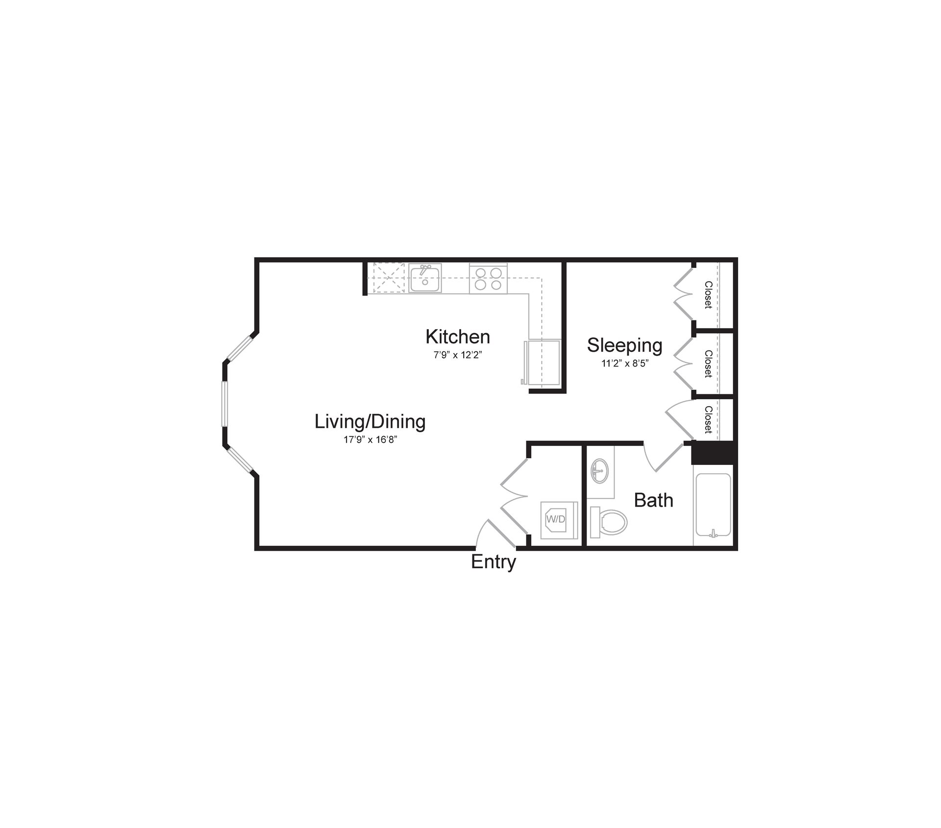 a black and white floor plan of a small apartment .
