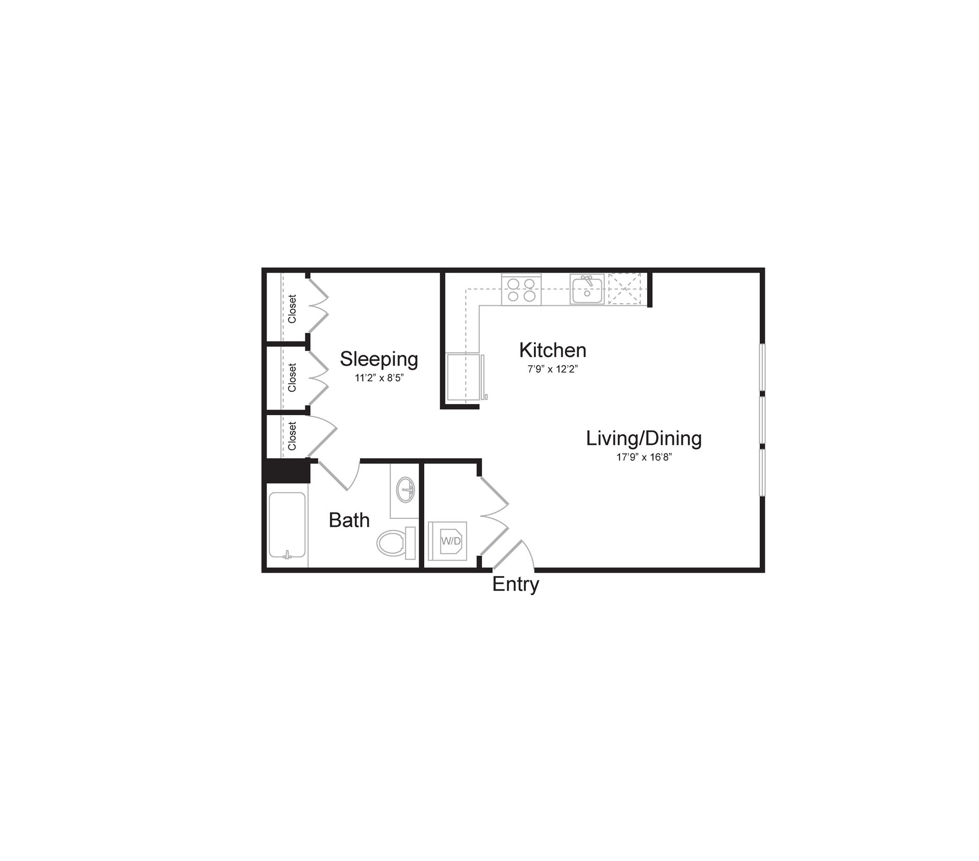 a black and white floor plan of a small apartment .