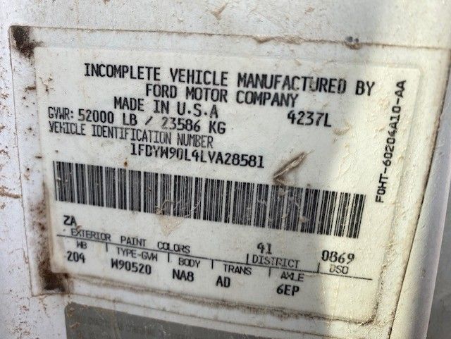 An incomplete vehicle manufactured by ford motor company