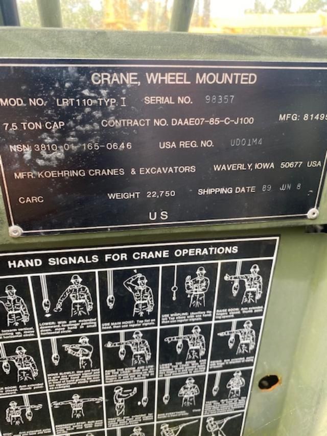 A crane wheel mounted with hand signals for crane operations