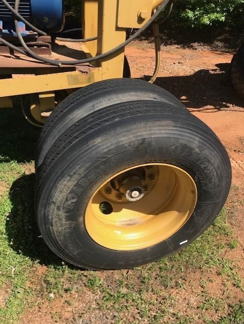 A close up of a tire on a tractor