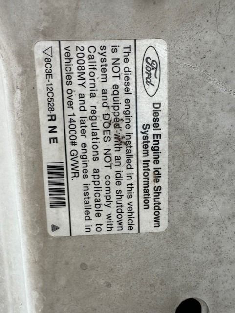 A ford diesel engine idle shutdown system information label