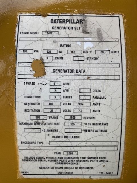 A paper that says caterpillar generator set on it