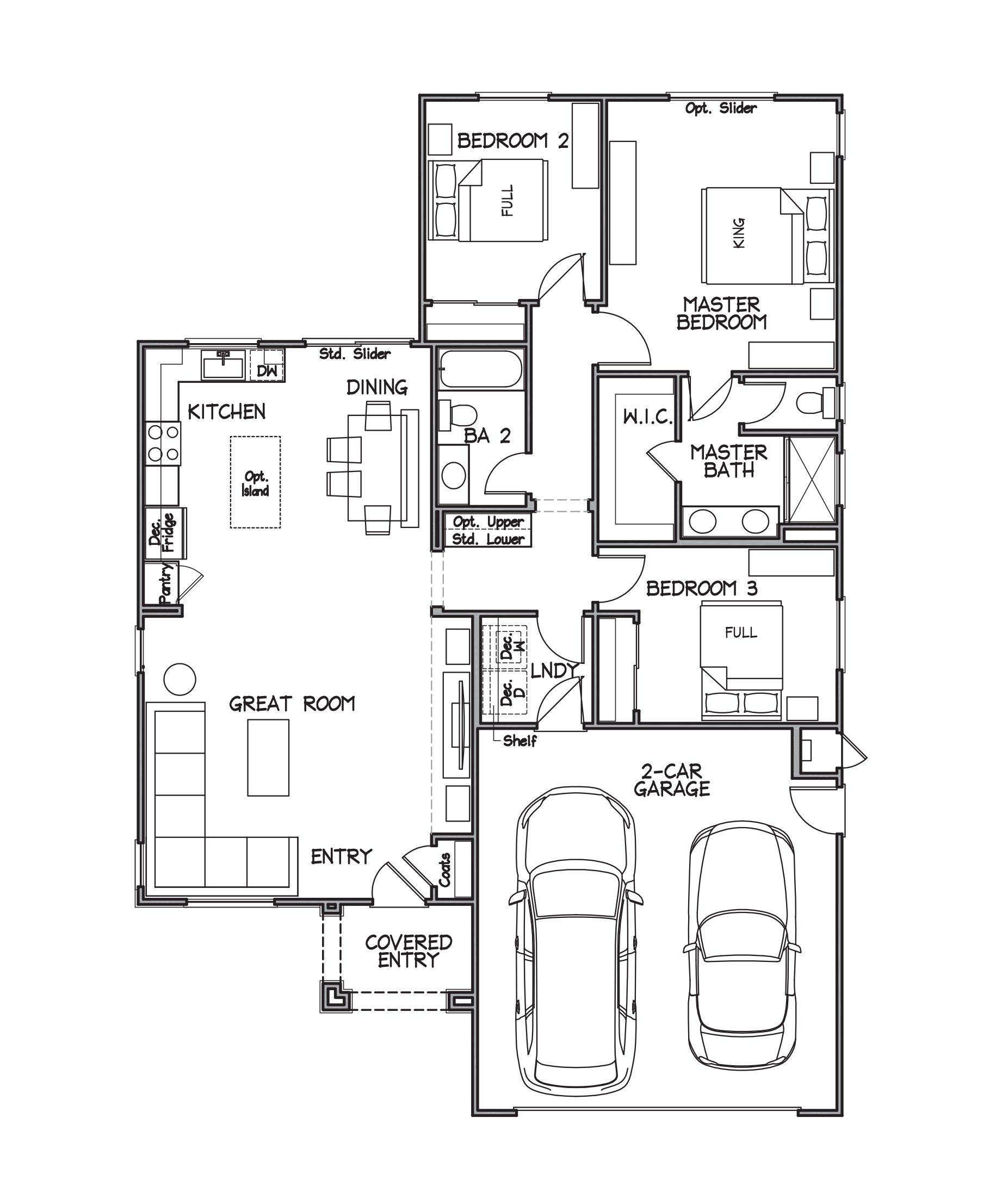 3 Bedrooms 2 Bathrooms Floor Plan