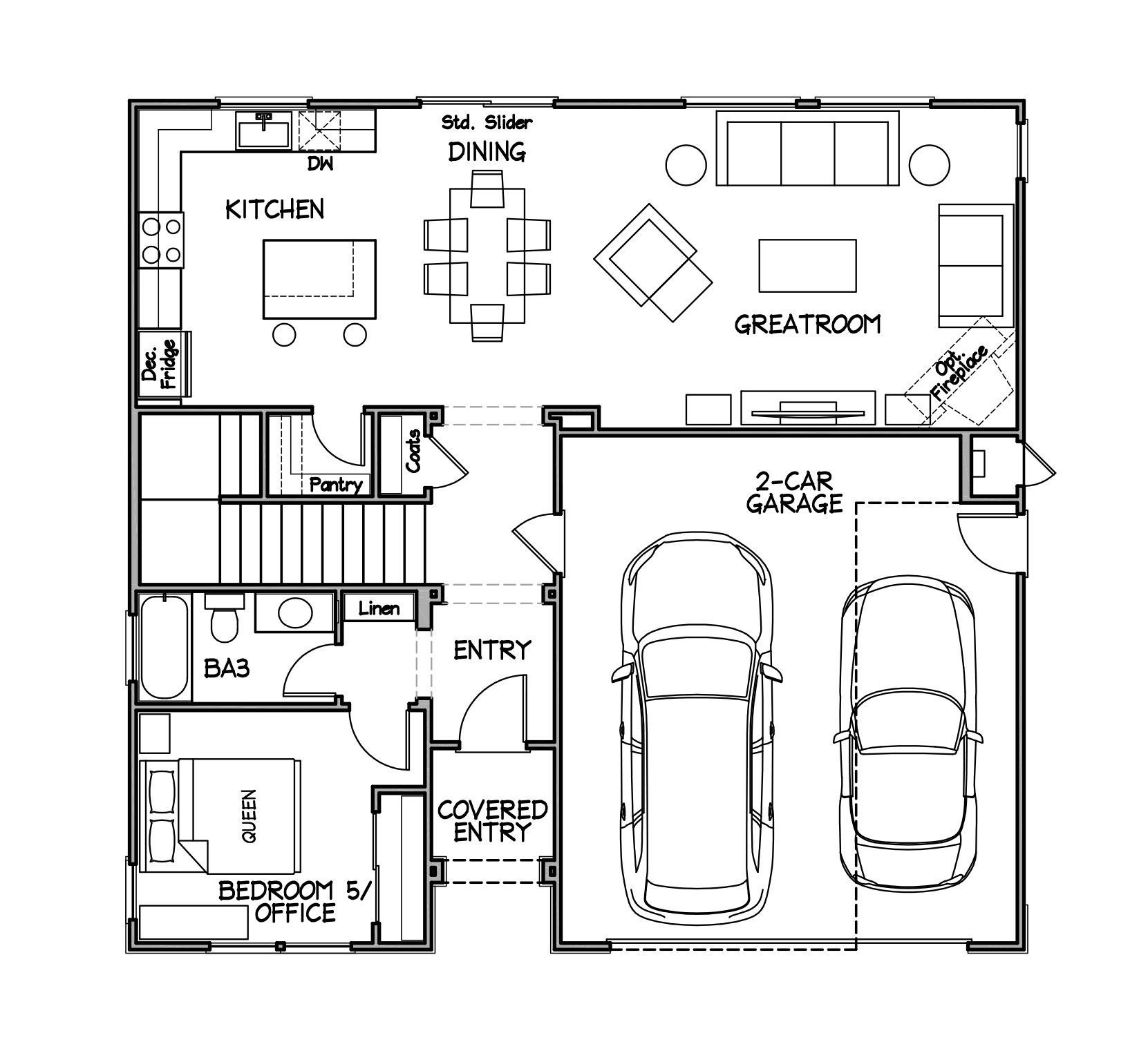 5 Bedrooms 3 Bathrooms First Story Floor Plan