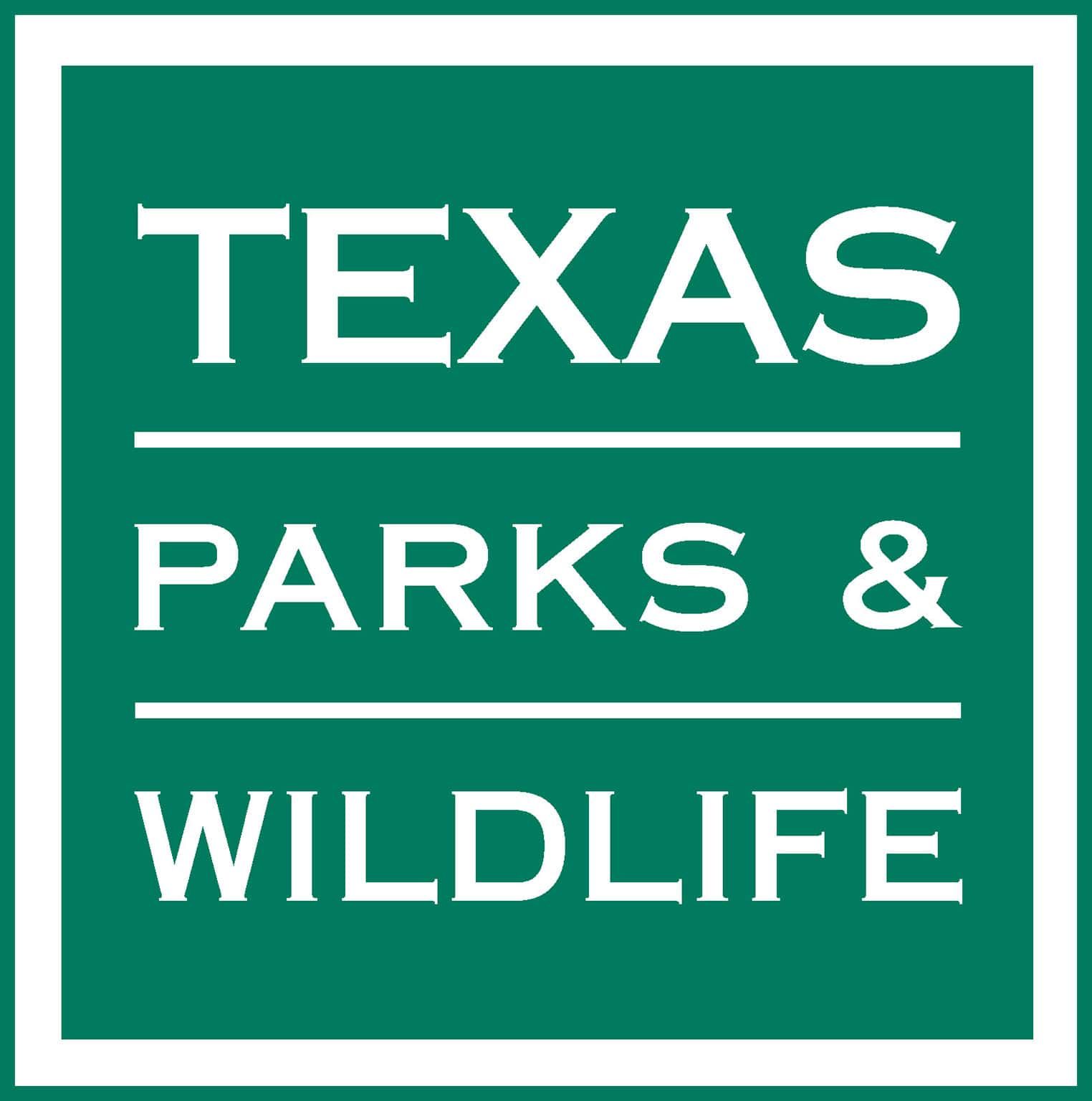 Texas Parks & Wildlife logo on green background, white text.