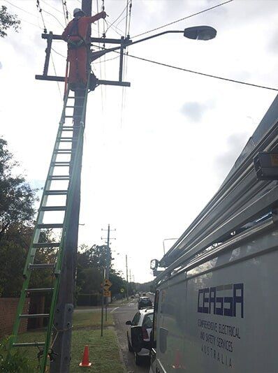 Repairing Electrical Pole — Ceassa Electrical in Salamander Bay, NSW