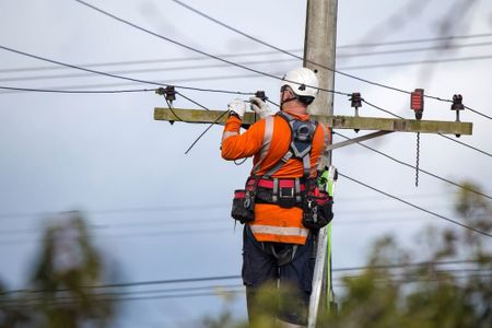 Electrician Repairing Electrical Post — Electrical & Fire Safety Services in Salamander Bay, NSW