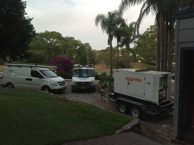 white Trucks Delivering Generator— Ceassa Electrical in Salamander Bay, NSW