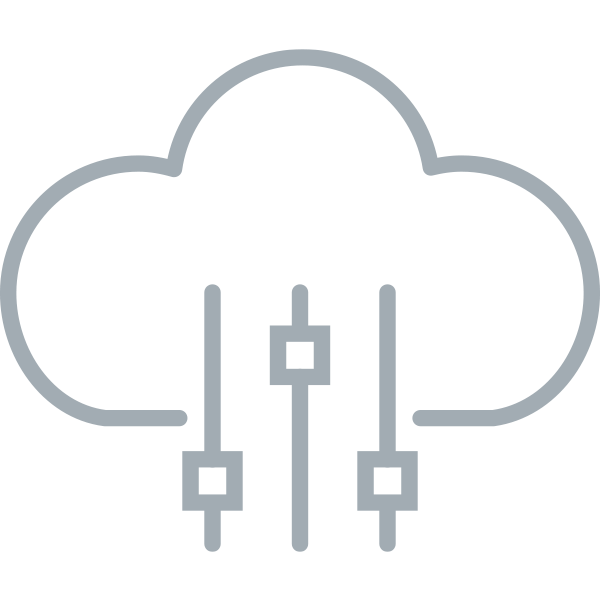 A line drawing of a cloud with three wires coming out of it.