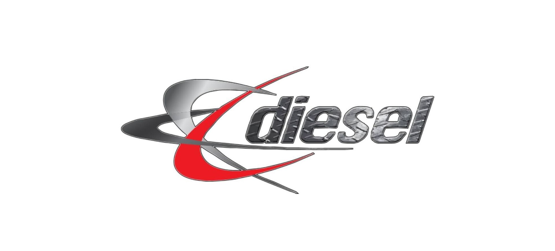 A diesel logo with a red swirl on a white background.
