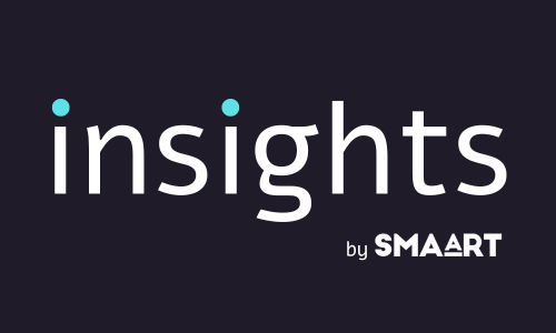 A logo for insights by smart on a dark blue background