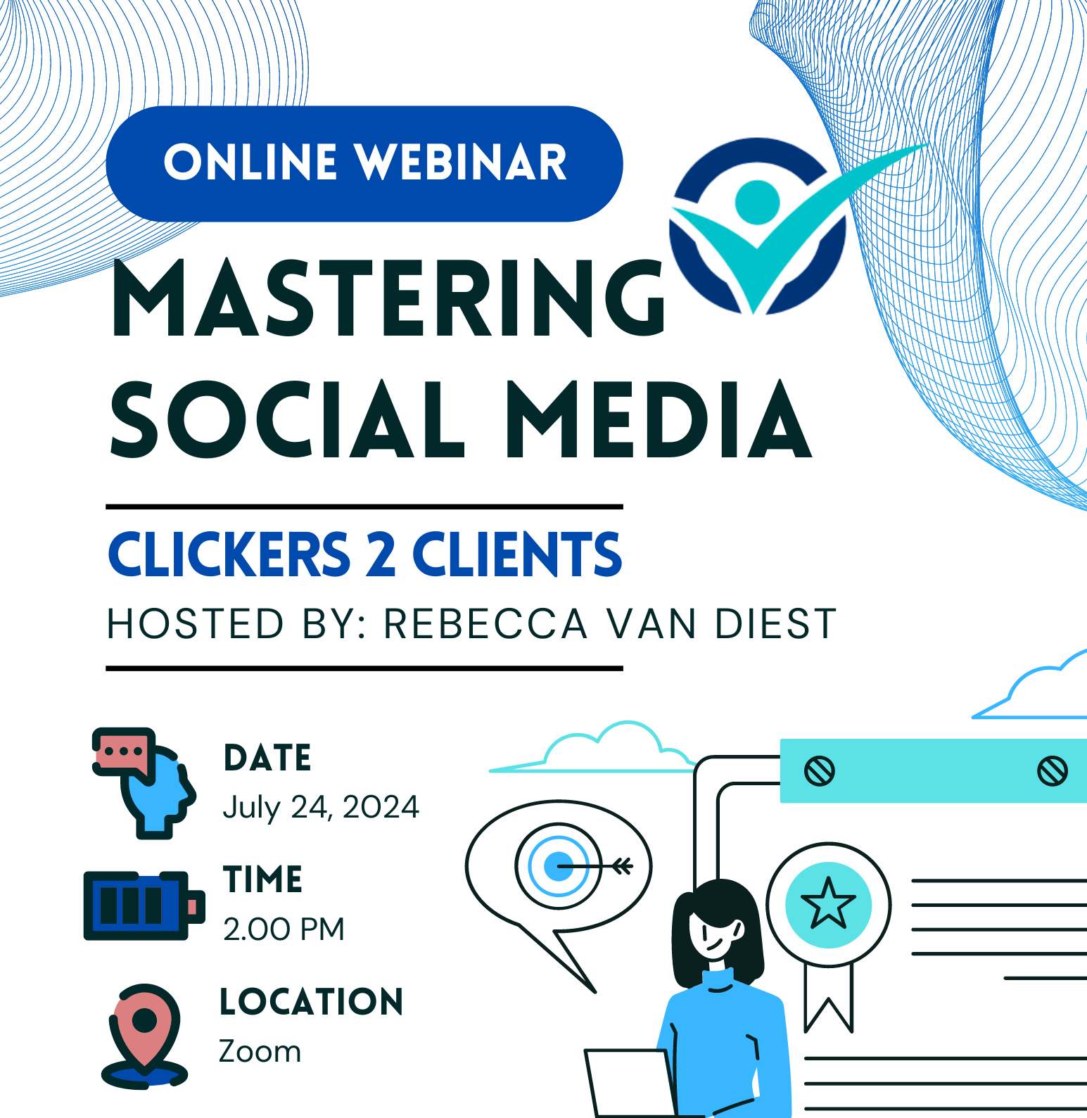 A poster for a webinar on mastering social media.