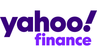 The yahoo finance logo is purple and black on a white background.