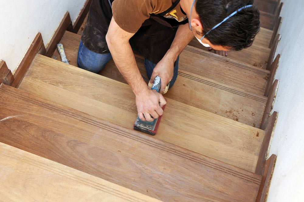 Sanding the Wooden Stair — Pacific Flooring in Bonville, NSW
