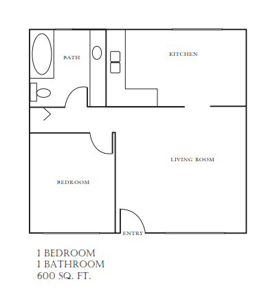 Village Inn 1 Bedroom Floor Plan