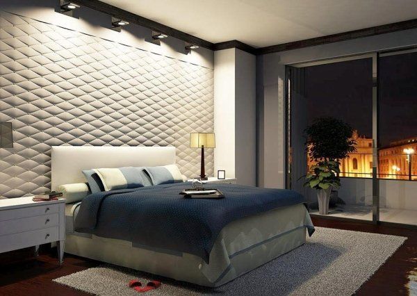 moderno camera da letto con arredamento