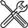 A wrench and screwdriver crossed over each other on a white background.